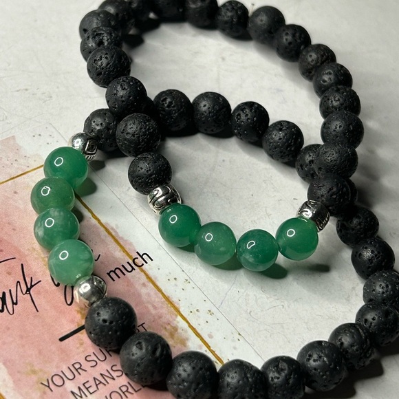 Lava Stone & Green Aventurine Bracelets - Picture 1 of 3